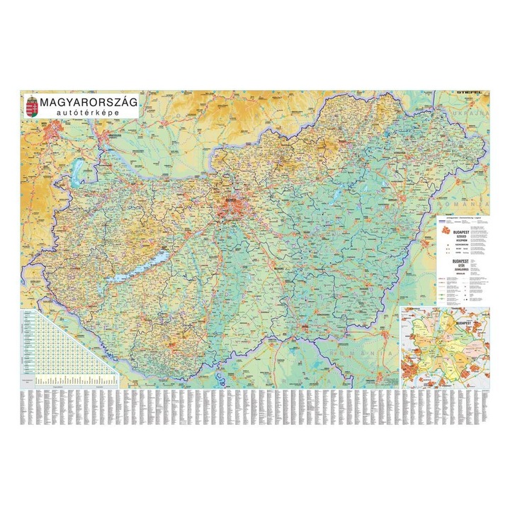 Magyarország autótérkép keretezett
