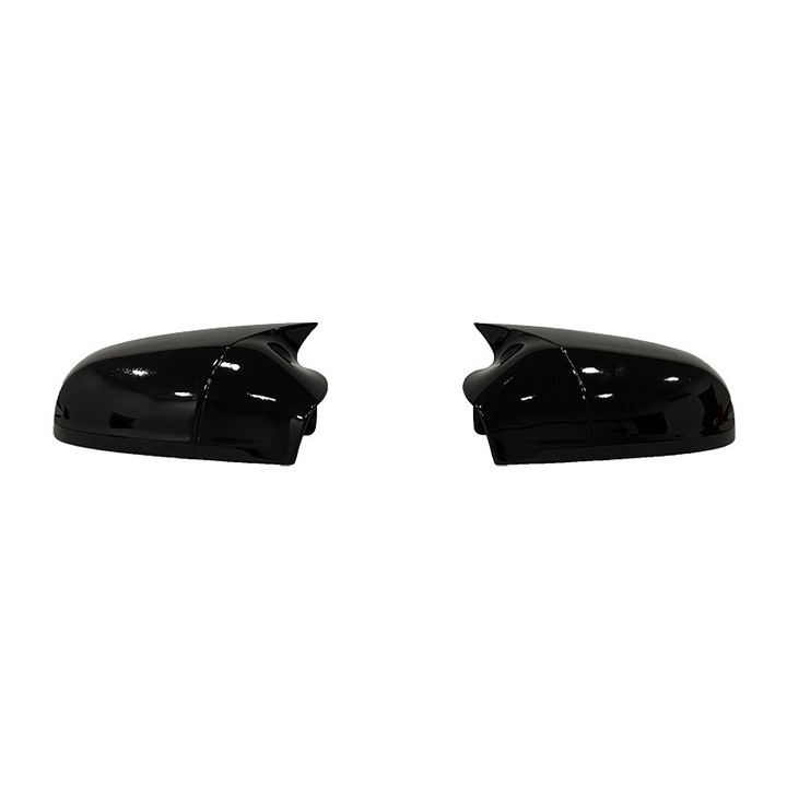 Set 2 ornamente pentru capace oglinda compatibile Opel Astra H 2004-2009 tip batman negru lucios