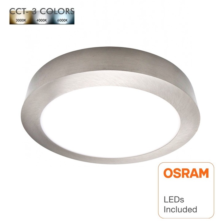 Плафон, Osram, Алуминий, LED, Кръгъл, 15W, 1800 Lm, 17.5 x 2.5 cm, Сребрист/Бял