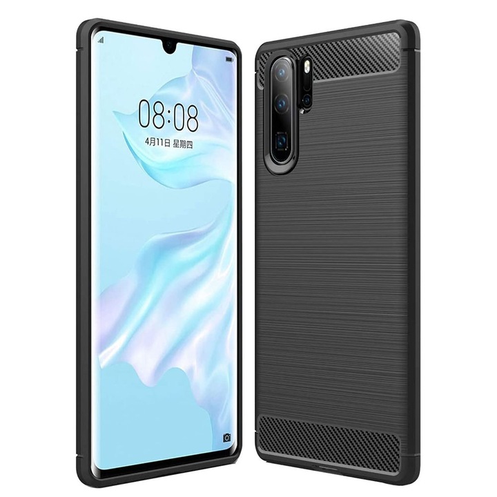 Кейс за Huawei P30 Pro, P30 Pro New Edition, Techsuit Carbon Silicone, черен
