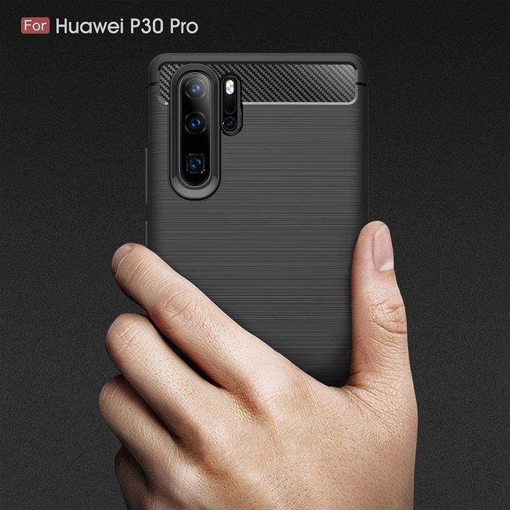 Кейс за Huawei P30 Pro, P30 Pro New Edition, Techsuit Carbon Silicone, черен