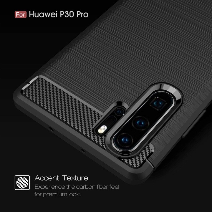 Кейс за Huawei P30 Pro, P30 Pro New Edition, Techsuit Carbon Silicone, черен