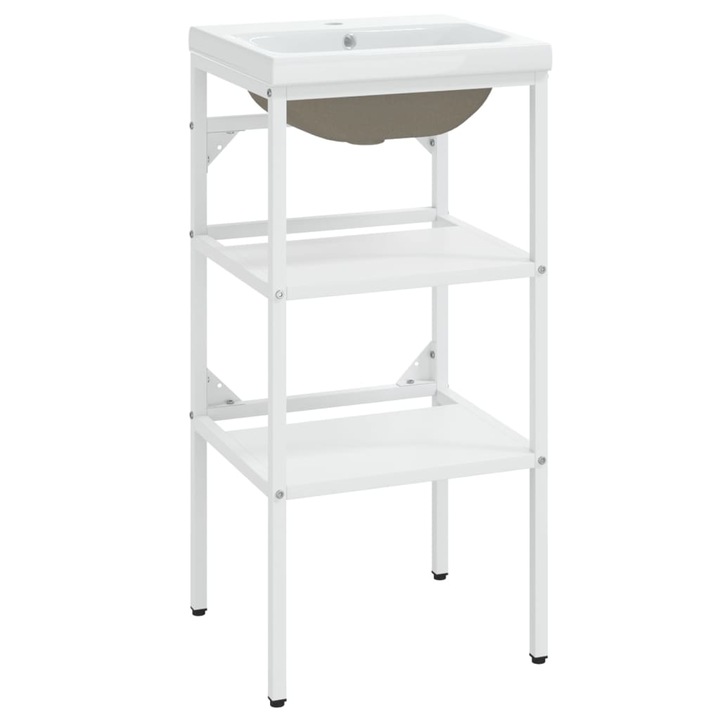 vidaXL fehér vas fürdőszobai mosdókagylóváz beépített mosdóval 12.38 kg