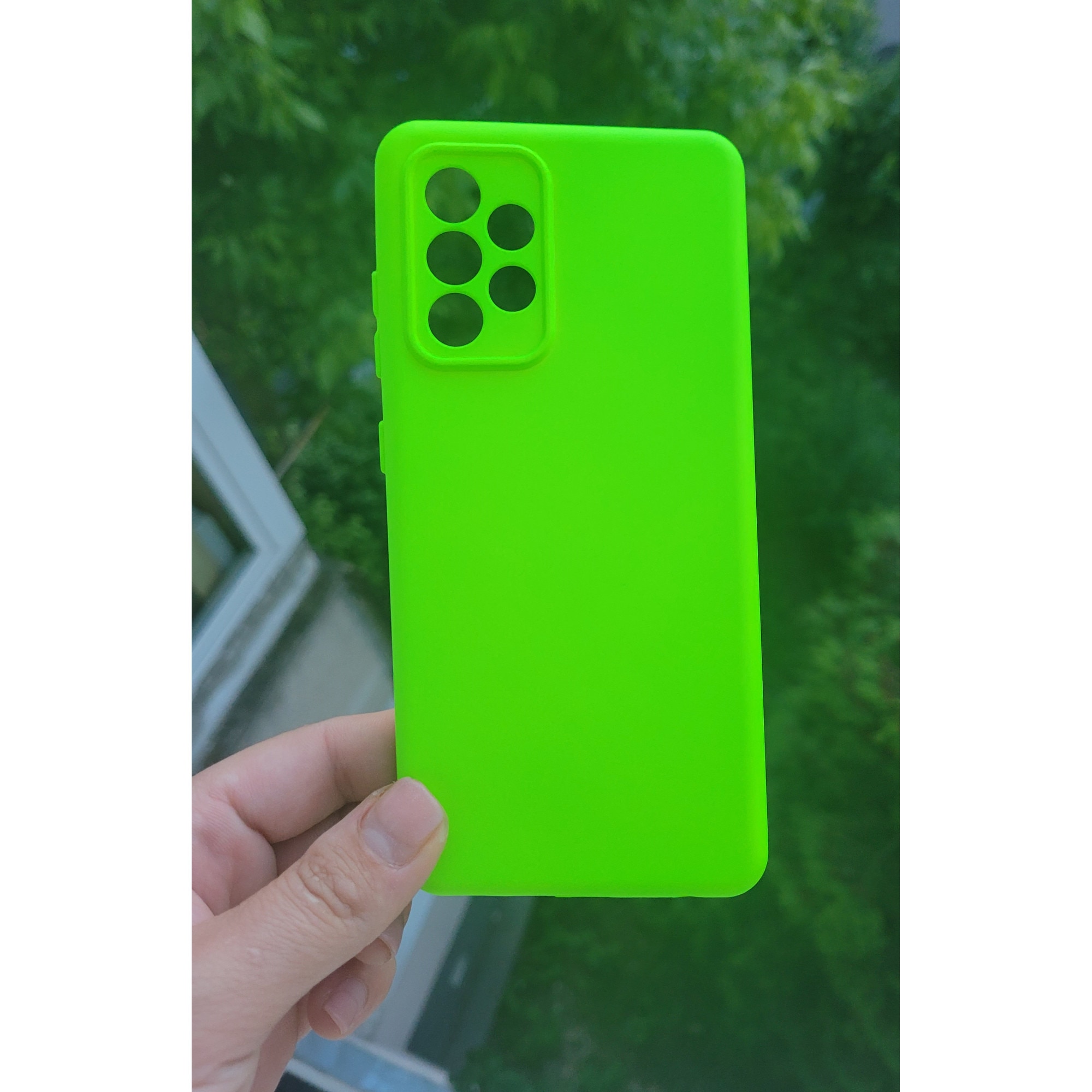 Husa silicon antisoc cu microfibra in interior compatibila cu Samsung Galaxy A52s / A52 5G Verde Neon