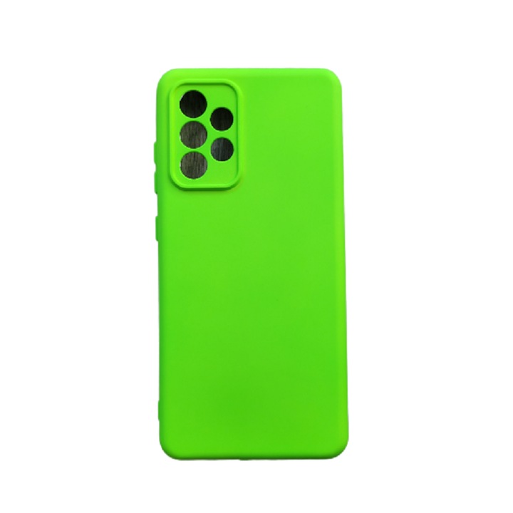 Smart ACCESORIES Szilikon hátlap tok, ütésálló, mikroszálas belső, Samsung Galaxy A52s / A52 5G készülékhez, neon zöld