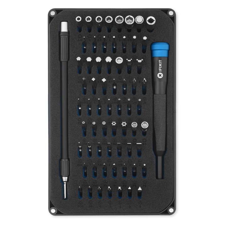 Комплект отвертки + 64 бита, iFixit, Черен