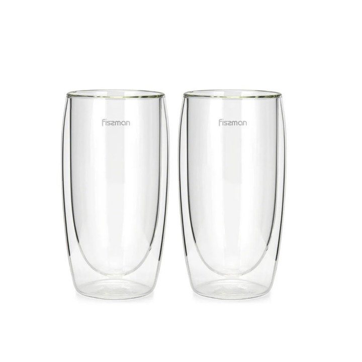 2 Fissman-Frappe pohárkészlet, boroszilikát üveg, 7,5x15 cm, 350 ml, átlátszó