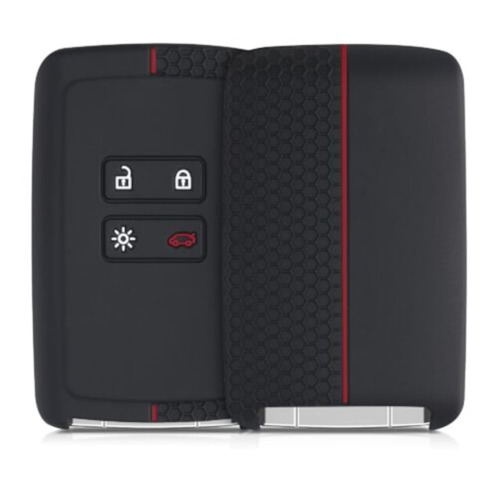 Autókulcs borítás Renault / Dacia - 4 gomb - Keyless Go, kwmobile, szilikon, fekete, 54806.01