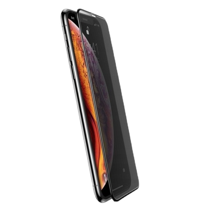 Стъклен протектор за iPhone XS Max/11 Pro Max 6.5inch, BASEUS 0.23mm curved-screen tempered glass crack-resistant edges and anti-spy function, черен