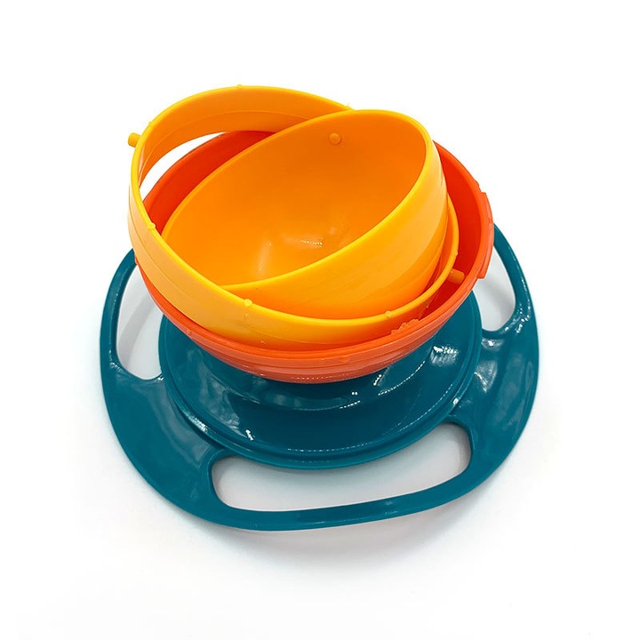Forgó tál, kiömlés elleni védelem gyerekeknek, 360 fokos forgatás, BPA mentes, 18 cm, zöld/narancs, bebeLOGIC™