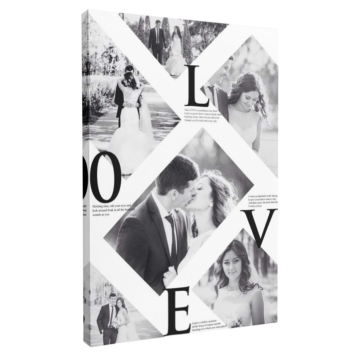 Tablou Canvas Personalizat, Intaglio, print pe panza, colaj poze, cadou pentru nunta 7 ani 90x70cm