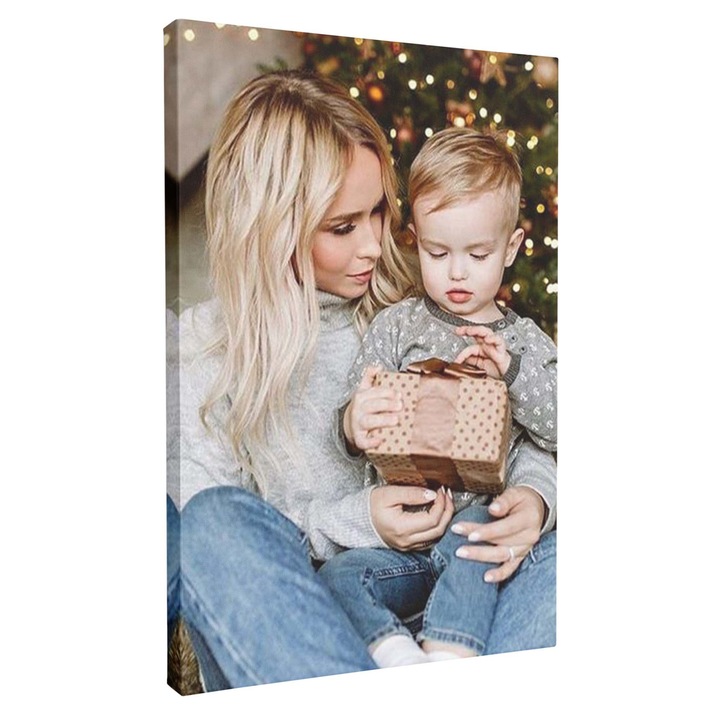 Tablou Canvas Personalizat, Intaglio, print pe panza, cu poza si mesaj, cadou pentru craciuan 50x40cm