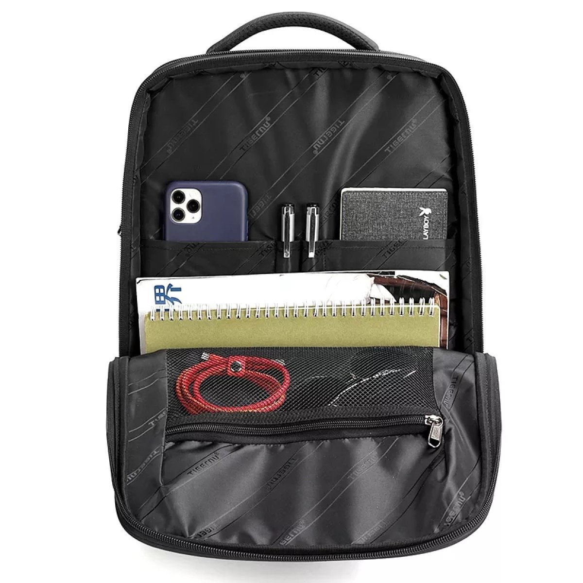 Rucsac laptop 15.6", business pentru calatorii, cu buzunar antifurt, Tigernu, 42x32x17,5 cm, Negru