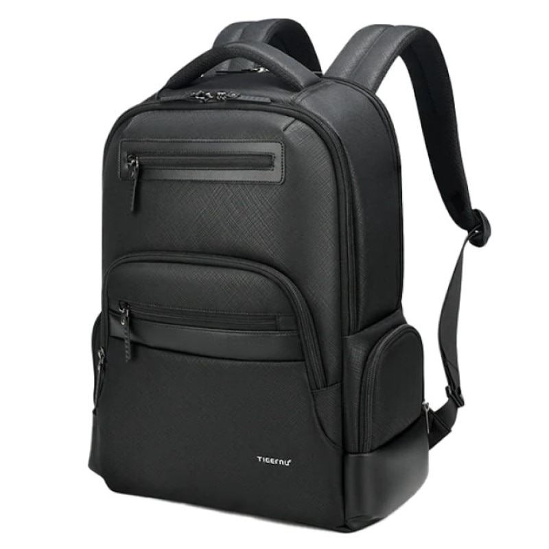 Rucsac laptop 15.6", casual business, material impermeabil rigid, cu buzunar antifurt, Tigernu, 45x32x15 cm, Negru