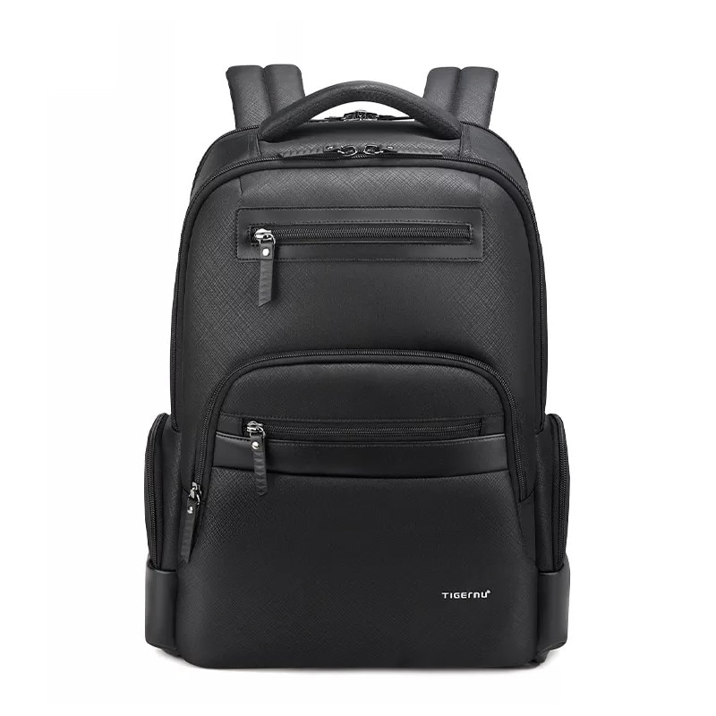 Rucsac laptop 15.6", casual business, material impermeabil rigid, cu buzunar antifurt, Tigernu, 45x32x15 cm, Negru