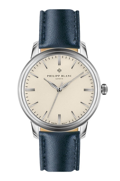 Philipp Blanc, Uniszex kvarc karóra bőrszíjjal, Tengerészkék