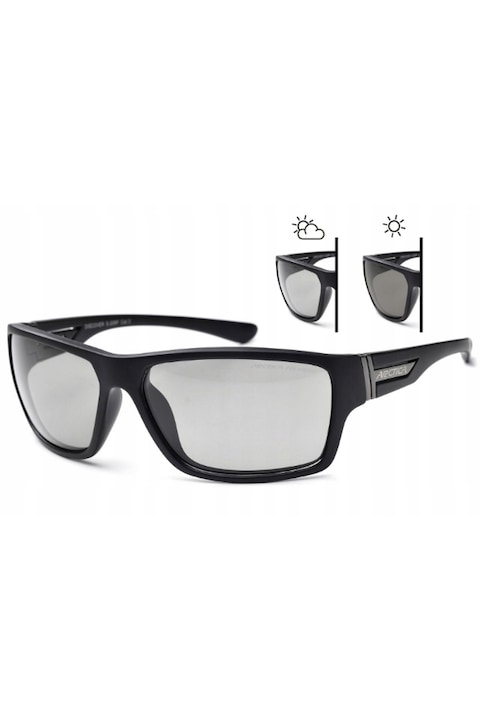 Ochelari de soare pentru barbati Photochrome, Arctica, Lentile polarizate/heliomate, Negru, Marime Universala