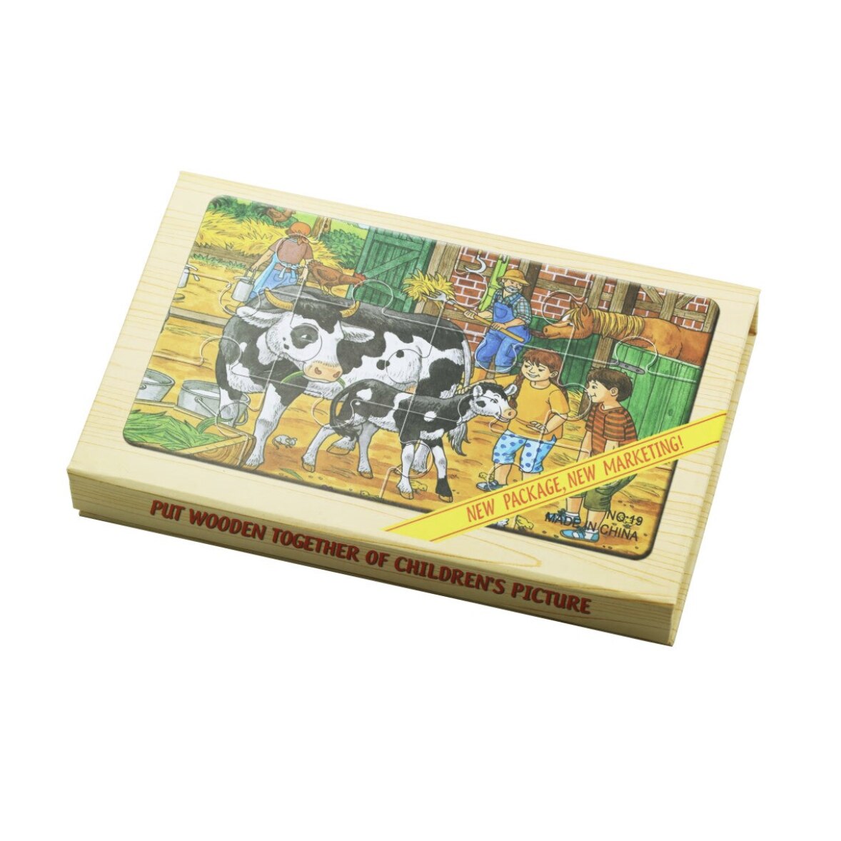 Set 4 puzzle Activitati de la ferma, in cutie, din lemn, 48 piese - eMAG.ro