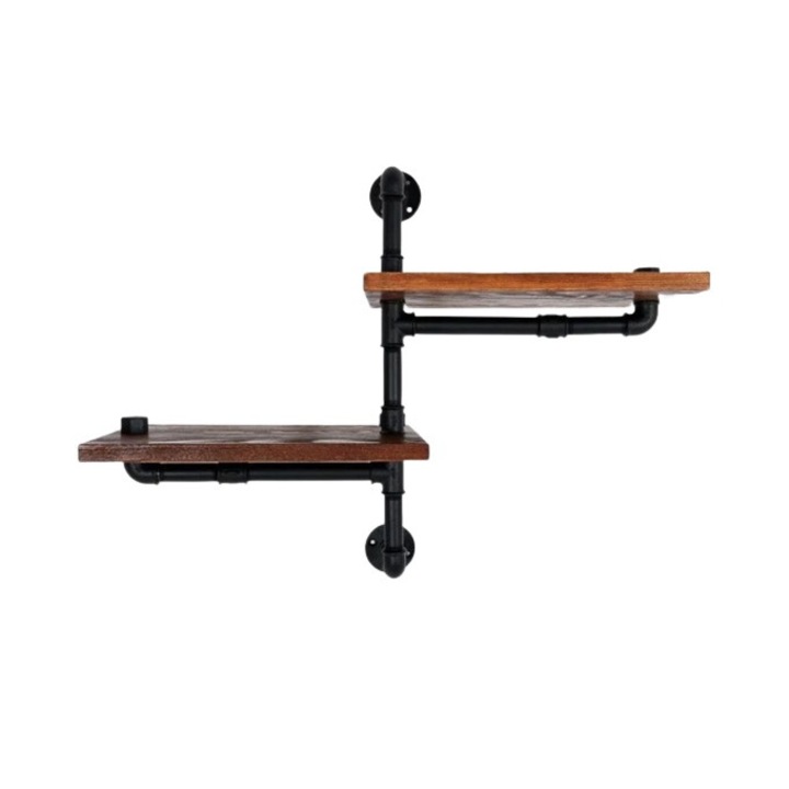 Raft de perete in stil indutrial, Leeds, 55x50x20 cm, palisandru