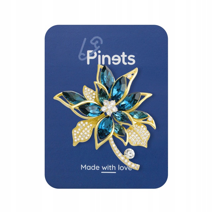 Brosa dama, PINETS, Floare, Albastru, 4.8 cm x 5.8 cm
