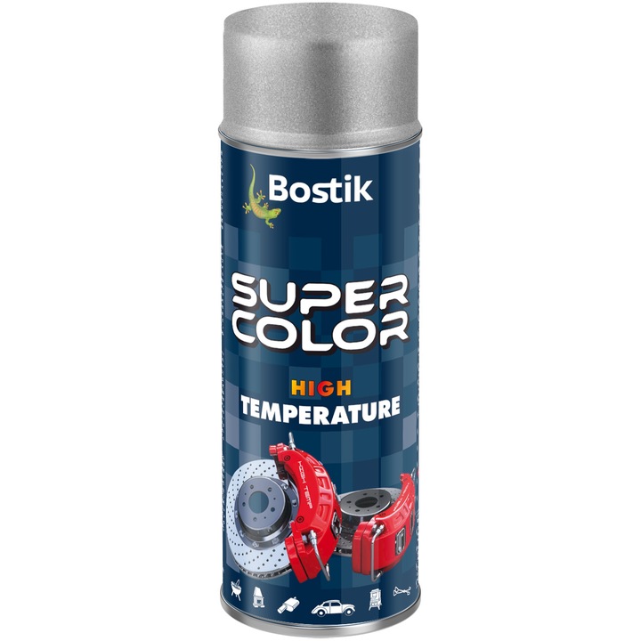 Spray retus vopsea termorezistent Bostik, 800°C, 400ml, Argintiu