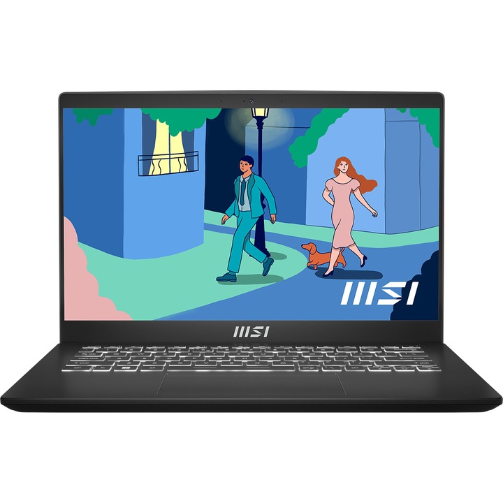 Laptop MSI Modern 14 C12M, 9S7-14J112-058, 14", Intel Core i3-1215U (6 magos), Intel Iris Xe Graphics, 8 GB 3200 MHz beépített DDR4, fekete