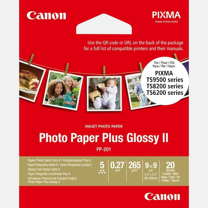 Hartie foto Canon Plus Glossy PP-201 dimensiune 9x9 cm 20 coli