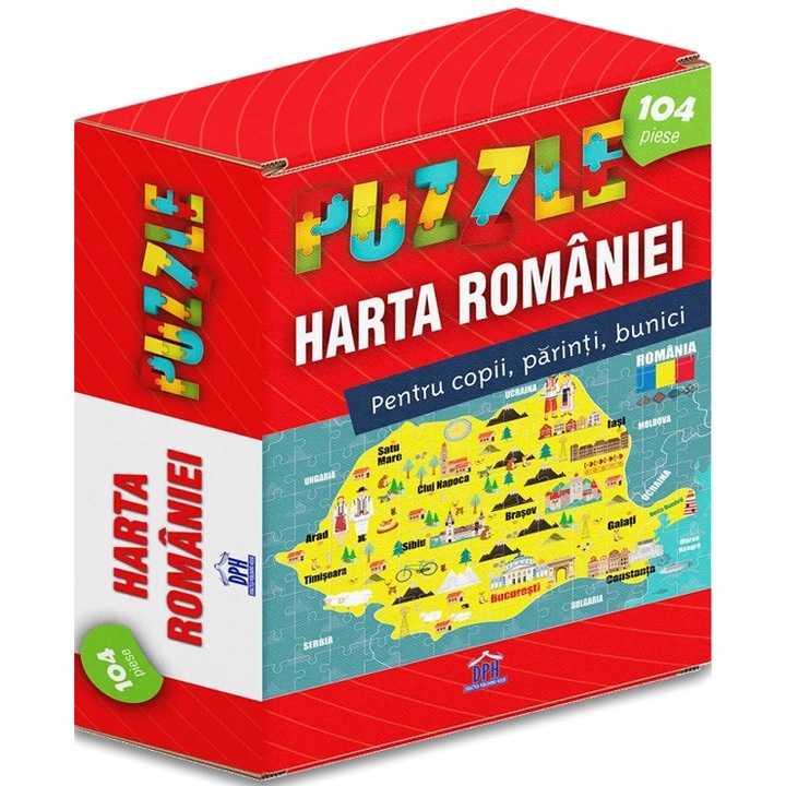 Harta Romaniei. Puzzle 104 Piese