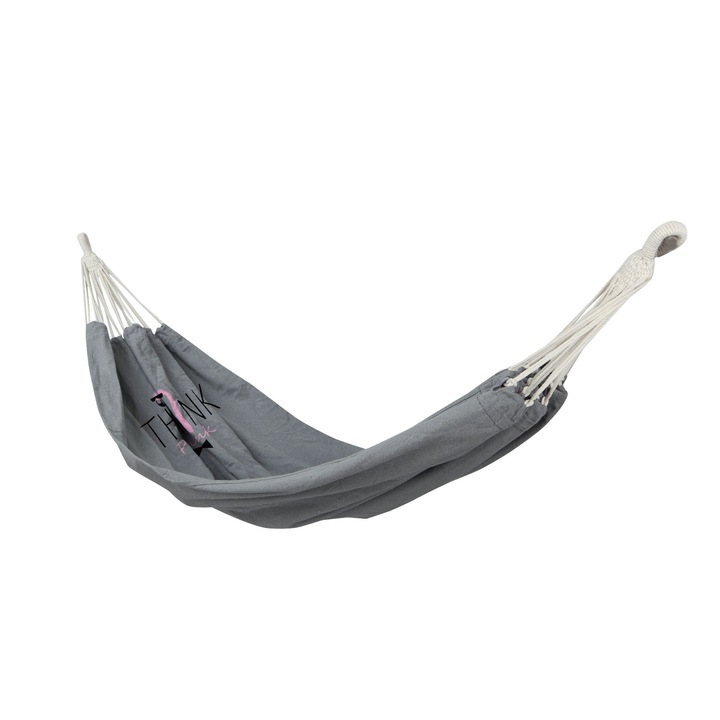 Хамак DacEnergy©, Изработен От Памук, Един Човек, Шарка Фламинго, 200 х 100 См, Сив