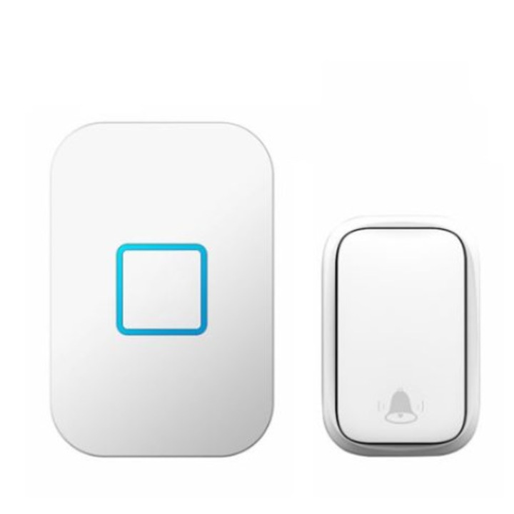 Sonerie kinetica, 1 buton, 1 receptor, alb