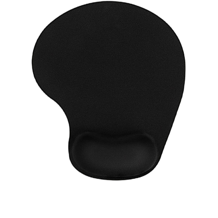 Mouse pad cu suport pentru incheietura mainii, Cauciuc/Panza, 190x230 mm, Negru