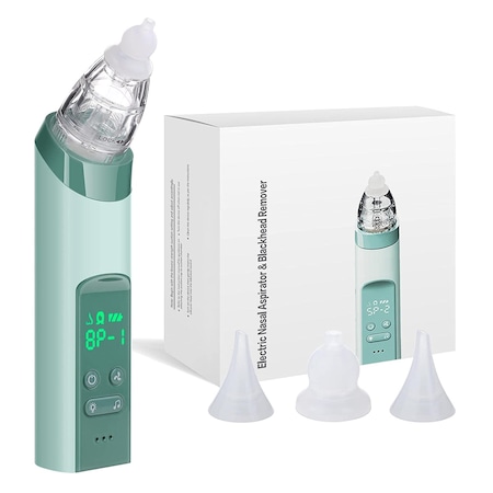 Aspirator nazal electric Merkie® pentru bebelusi si copii silentios, 3 Trepte de Aspirare, Portabil, cu Incarcare USB, Baterie reincarcabila, Verde