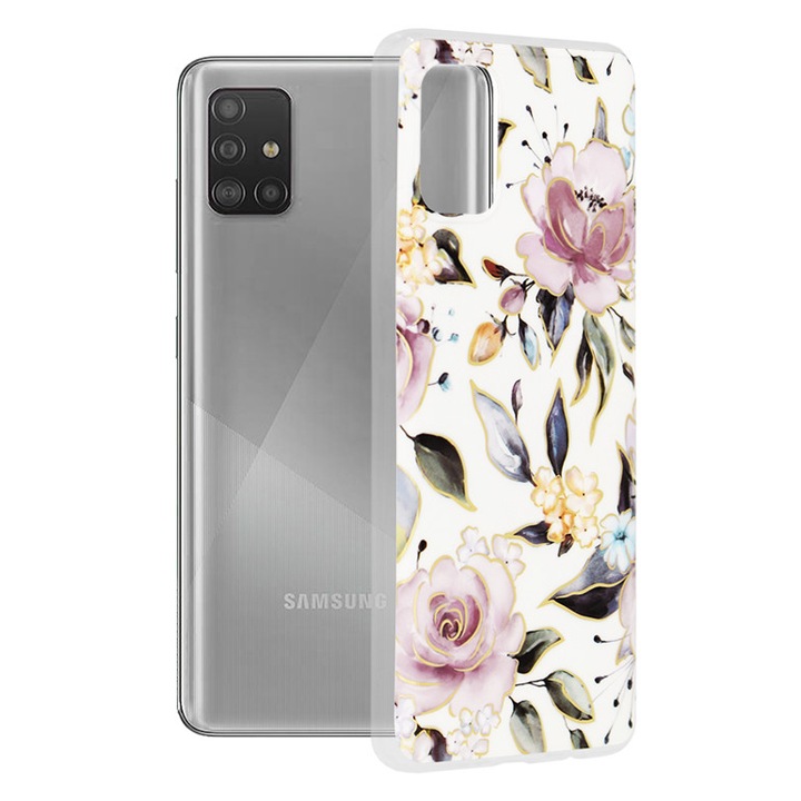 Защитен калъф за Samsung Galaxy A51 4G, Grip Pro, Marble Series, G3139, Термопласт, Chloe White