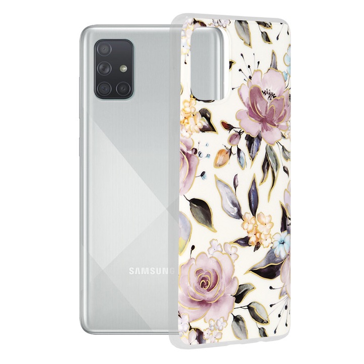 Кейс за Samsung Galaxy A71 4G, Techsuit Marble Series, Chloe White
