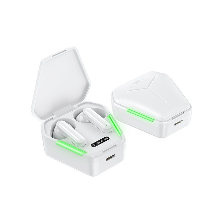 Casti Wireless Gaming, Remax, 28 mAh, Bluetooth 5.0, Alb