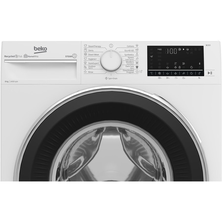 Masina de spalat rufe Beko B5WFU78435WB, 8 kg, 1400 RPM, Clasa C, HomeWhiz, SteamCure, AddGarment, Motor ProSmart Inverter, 60 cm, Alb