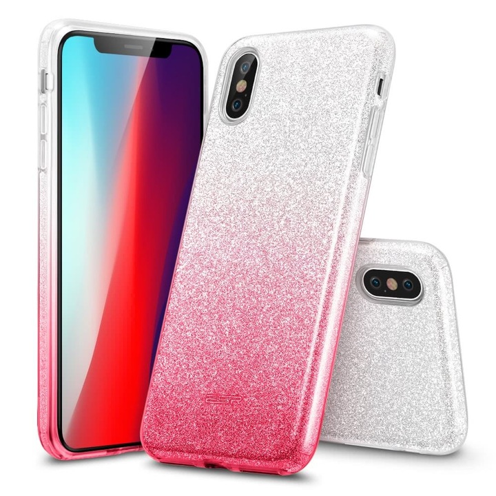 Husa pentru iPhone XS Max, ESR, Silicon, Roz/Argintiu