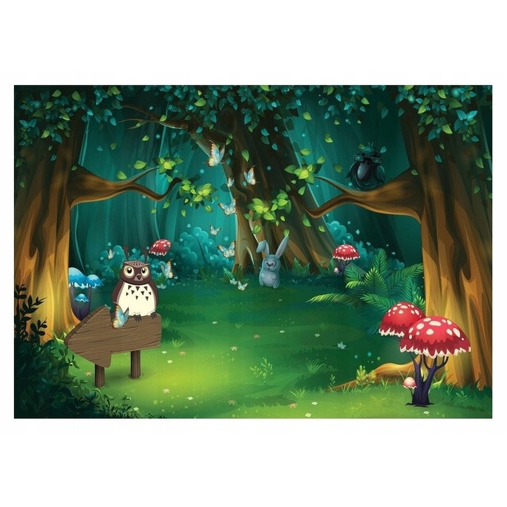 Fototapet Copii Animale Padure 254x184 cm, Modern Vlies Tapet, Camera Copilului