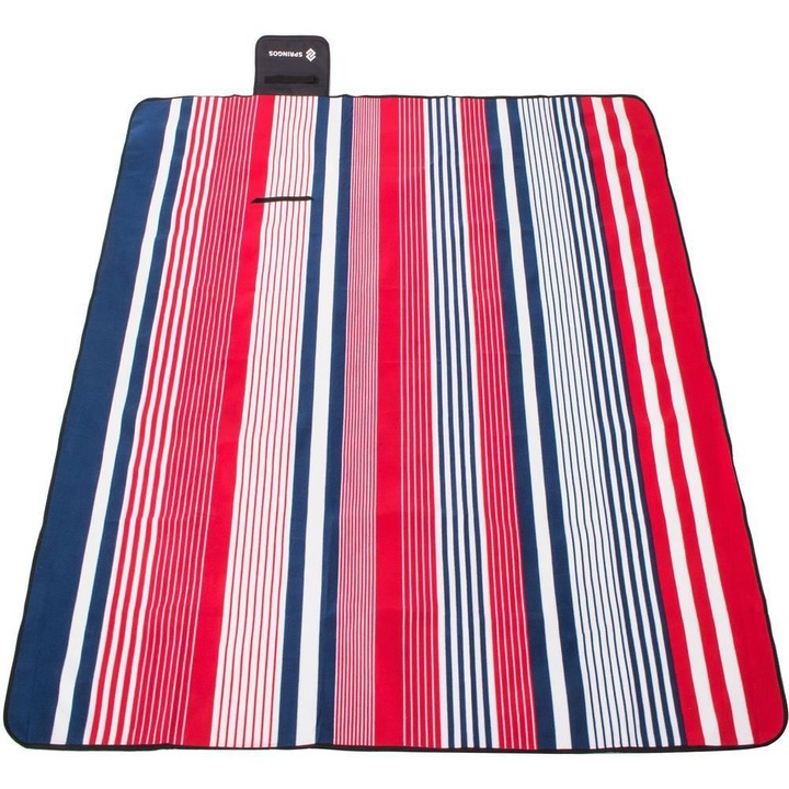 Одеяло за пикник, райета, червено, 200x200 см, Springos