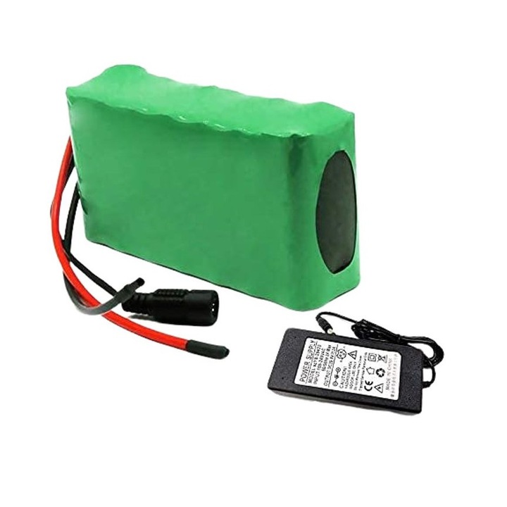 Set acumulator si incarcator Seilylanka pentru bicicleta/scuter/skateboard electric, 24V, 6 Ah, Verde