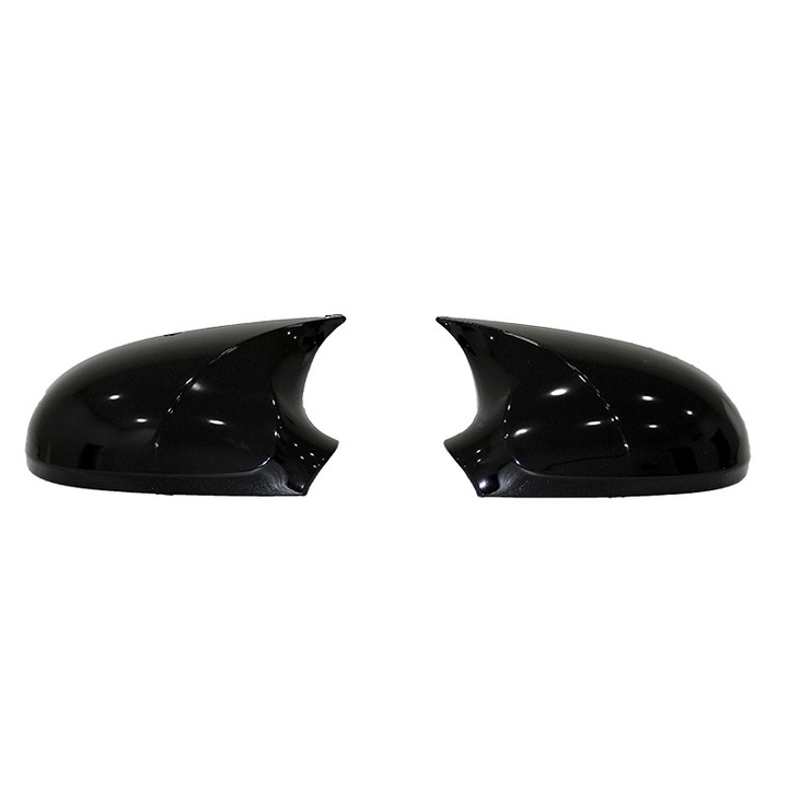 Set 2 ornamente pentru capace oglinda compatibile Skoda Octavia II 2009-2013 tip batman negru lucios