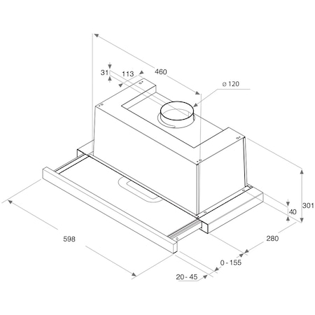 Hota incorporabila telescopica Whirlpool WAHTT64LMK, Capacitate absorbtie 581 m3/h, 1 motor, 3 trepte de viteza, 60 cm, Negru