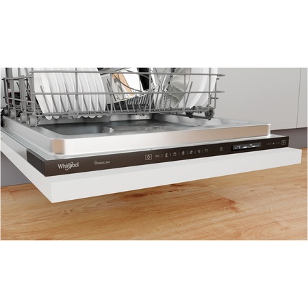 Masina de spalat vase incorporabila Whirlpool WIS1150PEL, 14 seturi, 11 programe, Clasa B, Tehnologie al 6-lea Simt, AquaStop, 3 cosuri, Display, 60 cm