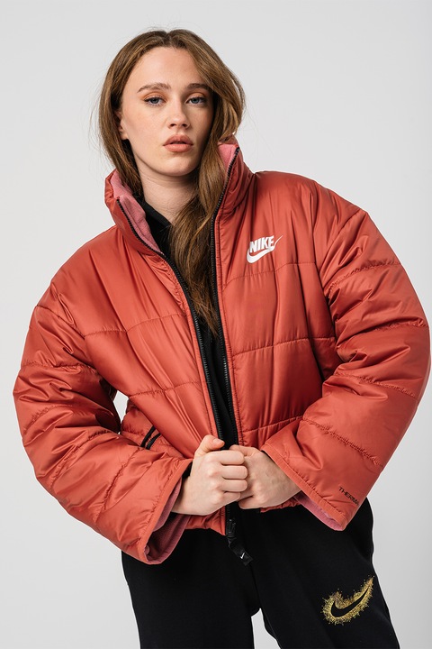 Nike, Двулицево подплатено зимно яке Therma-FIT, Прашно розово, XL