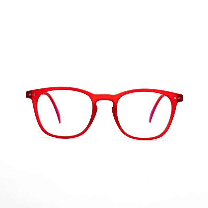Очила за компютър, Essilor®, Антирефлекс, Антисиня светлина, William UVAllBlue™, Анти-синя светлина, Unisex, Muunel® червен, правоъгълни рамки, +0.50 диоптър