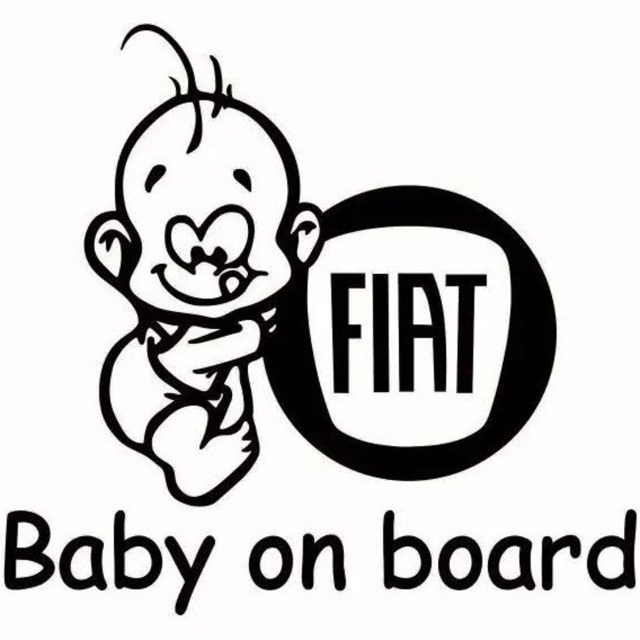Sticker decorativ auto, Baby on board Fiat, 18x17 cm, negru