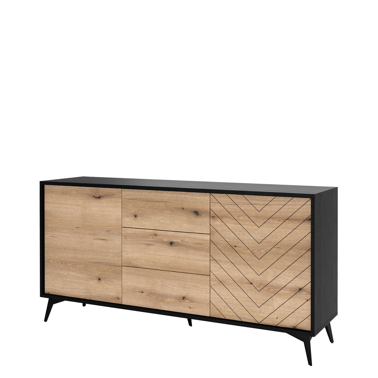 Comoda Namiro NKSZ154, MIRJAN24, negru / stejar evoke, 154x77x39