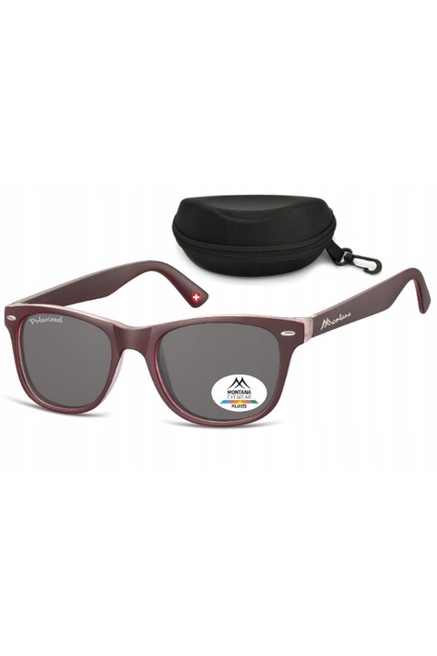 Ochelari de soare unisex, Montana, UV400, Polarizati, Maro, Marime Universala