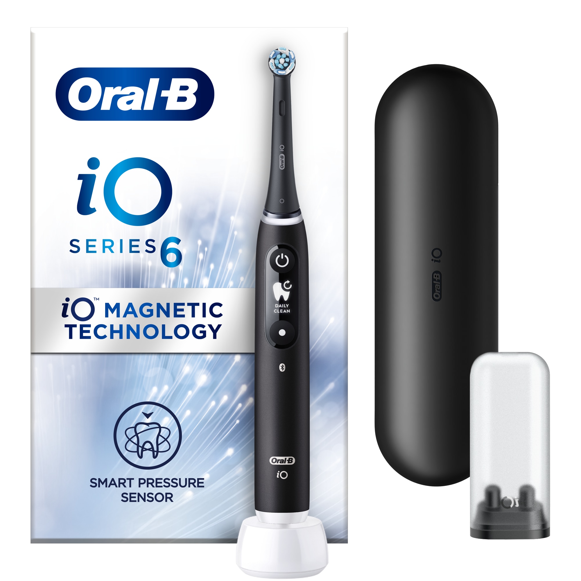 Periuta de dinti electrica Oral-B iO6 cu Tehnologie Magnetica si Micro-Vibratii, Inteligenta artificiala, Display led interactiv, Senzor de presiune Smart, Timer vizibil, 5 moduri,