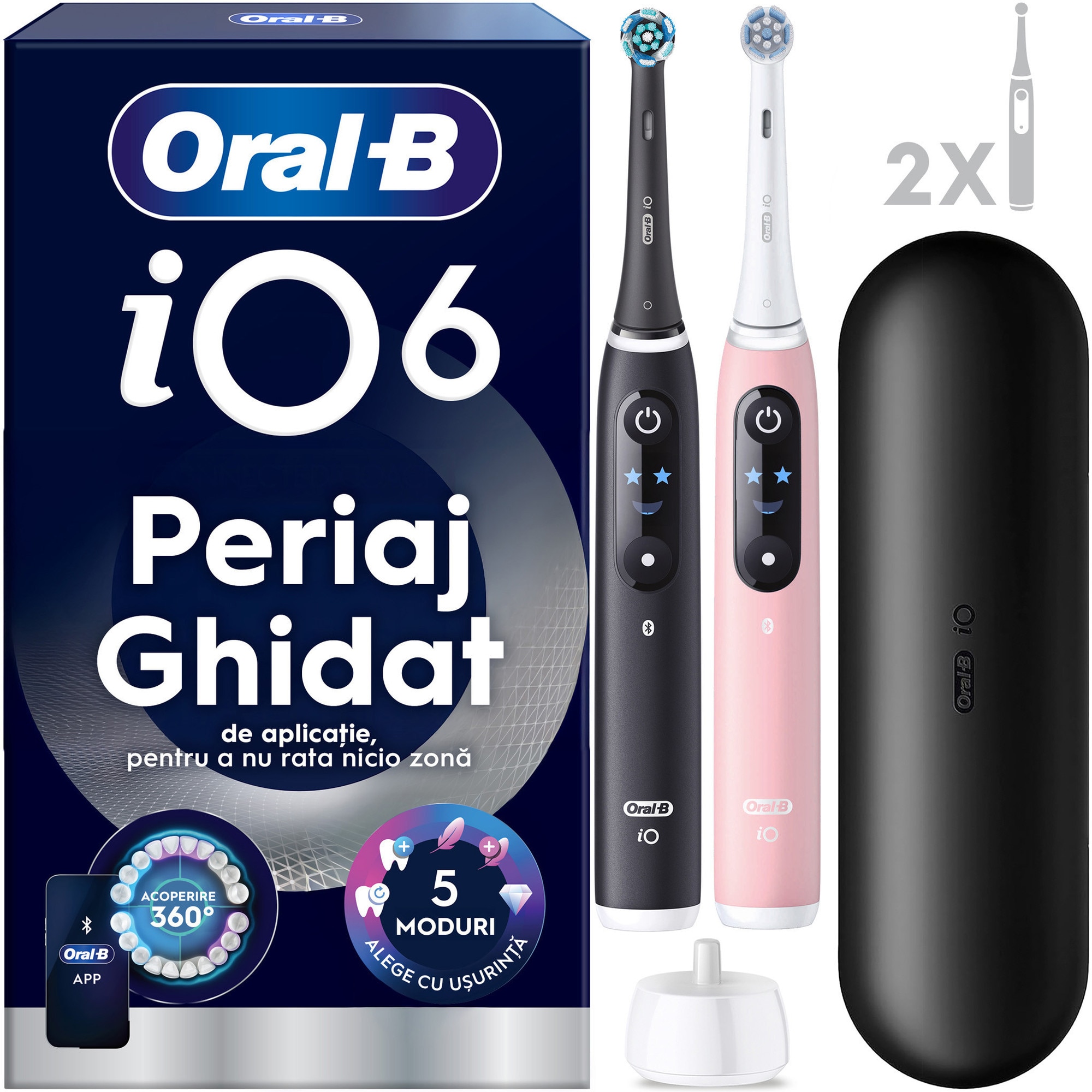 iOM62I61KGR-W オーラルB iO6 Set 2 x Periuta de dinti electrica Oral-B iO6, cu Tehnologie